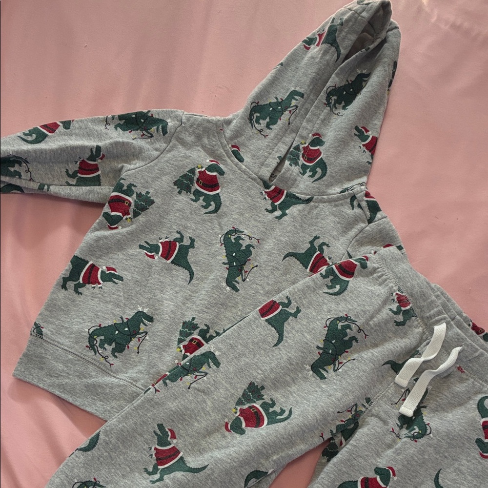 Dinosaur Print Christmas Kids Two Piece